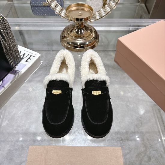Miu Miu Classic Flat Coin Wool Loafers