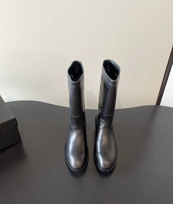 Chanel Suede Patchwork Slip-on Tall Western Boots