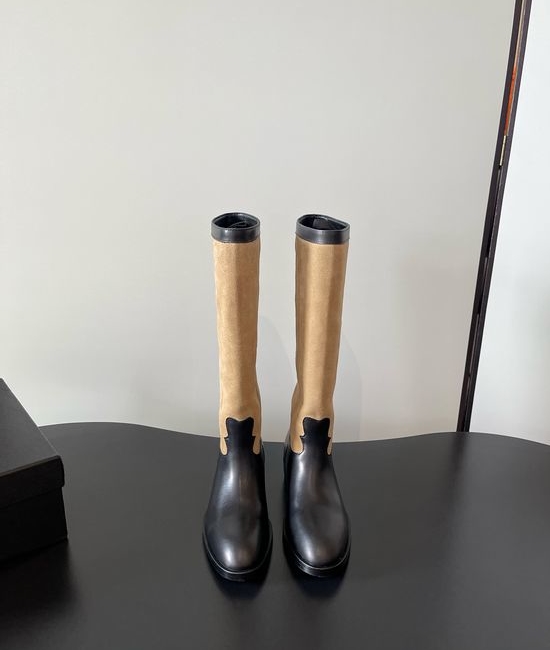 Chanel Suede Patchwork Slip-on Mid-calf Western Boots