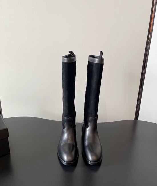 Chanel Suede Patchwork Slip-on Mid-calf Western Boots