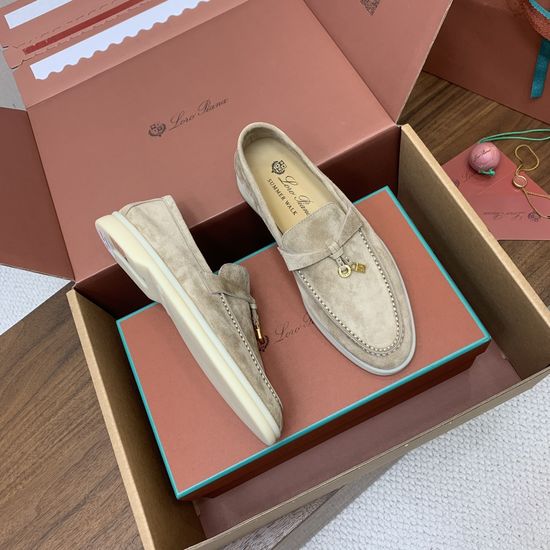 Loro Piana Premium Loafers Soft Calf Suede Upper Leather Insole Non-slip Rubber Sole