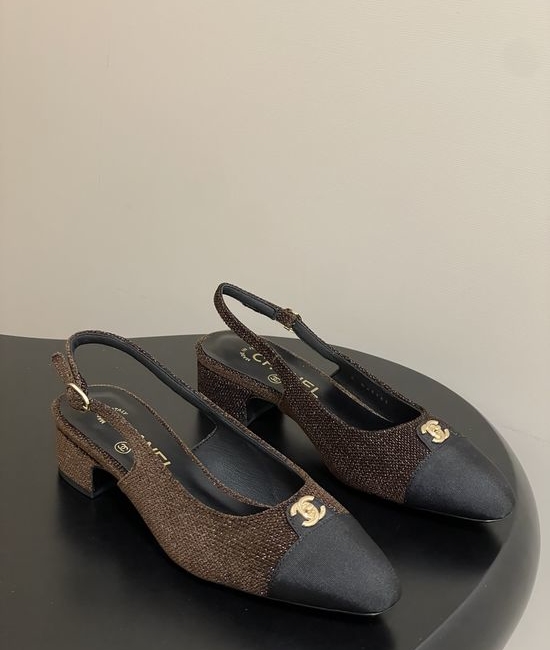 Chanel Classic Colorblock Slingback Sandals with Metal Buckle
