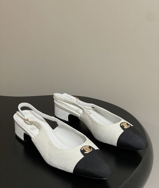 Chanel Classic Colorblock Slingback Sandals with Metal Buckle