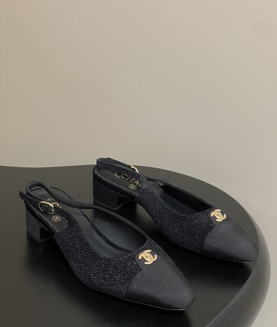Chanel Classic Colorblock Slingback Sandals with Metal Buckle