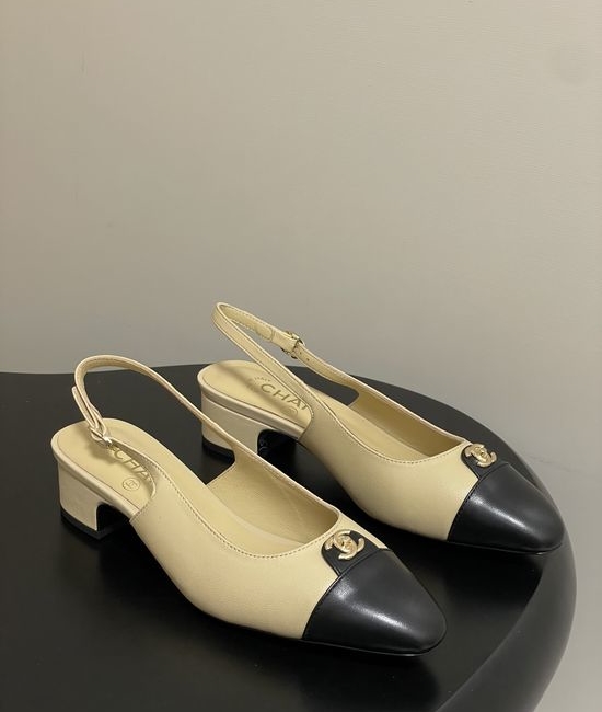 Chanel Classic Colorblock Slingback Sandals with Metal Buckle
