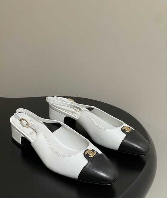 Chanel Classic Colorblock Slingback Sandals with Metal Buckle