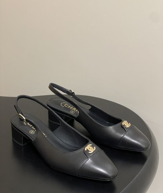 Chanel Classic Colorblock Slingback Sandals with Metal Buckle