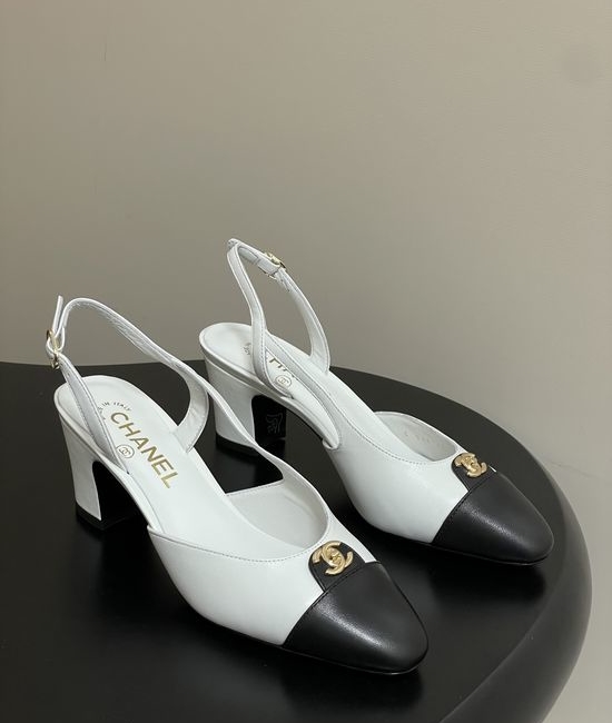 Chanel Classic Colorblock Slingback Sandals with Metal Buckle
