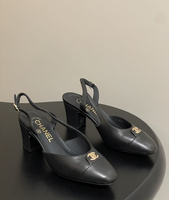 Chanel Classic Colorblock Slingback Sandals with Metal Buckle