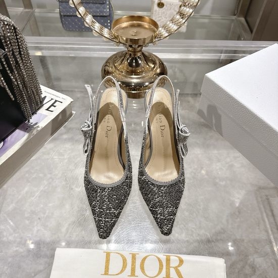 Christian Dior CD Rhinestone Decor High Heel Open Toe Sandals