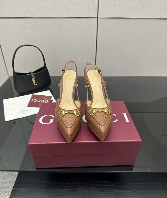 Gucci Chunky Platform Slide Sandals with Leather Upper