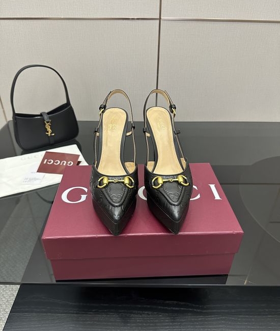 Gucci Chunky Platform Slide Sandals with Leather Upper