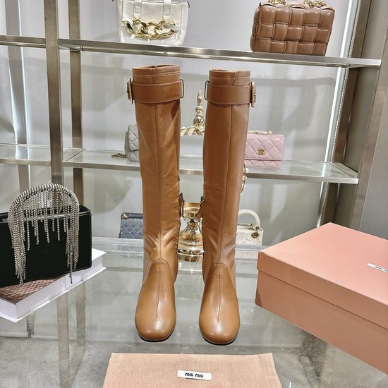 Miu Miu Chunky Heel Knee High Chelsea Boots
