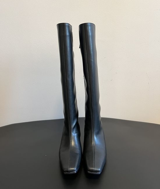 Hidemi Genuine Leather Chunky Heel Chelsea Knee High Boots