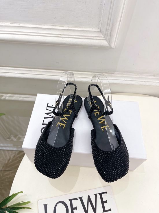 Loewe Rhinestone Decor Ballet Flats Elegant Multi Heel Height Footwear