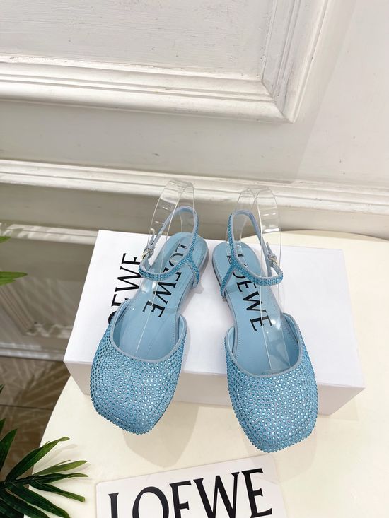 Loewe Rhinestone Decor Ballet Flats Elegant Multi Heel Height Footwear