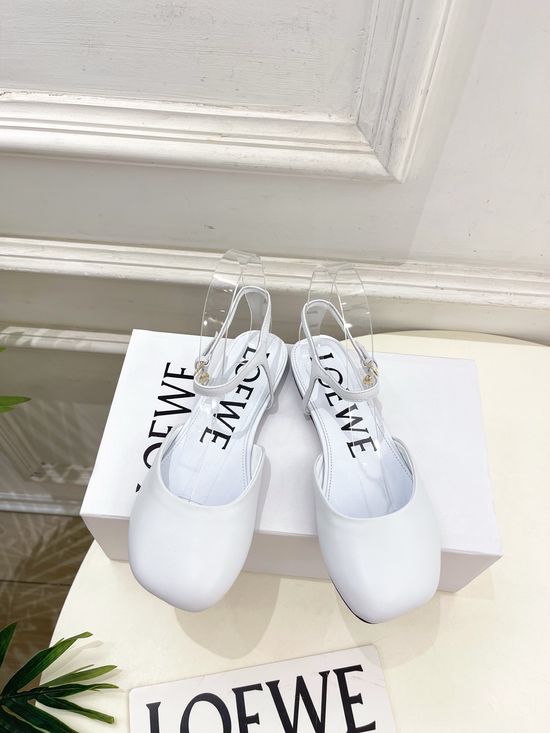 Loewe Ankle Strap Soft Leather Ballet Flat Shoes