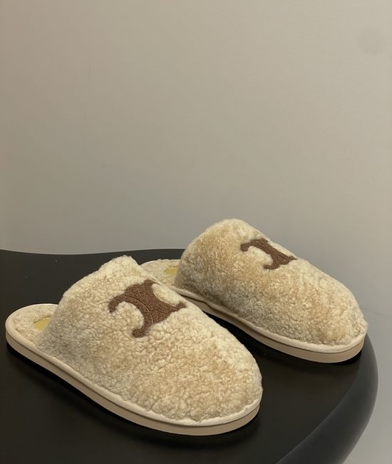 Celine Premium Wool Slip-On Mules with Non-Slip Rubber Sole