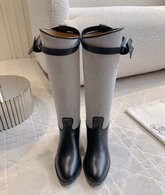 Hermes Classic Knee High Boots Leather Or Canvas Upper