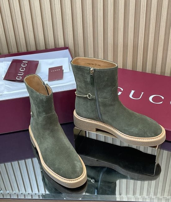 Gucci Velvet Suede Horsebit Chelsea Ankle Boots