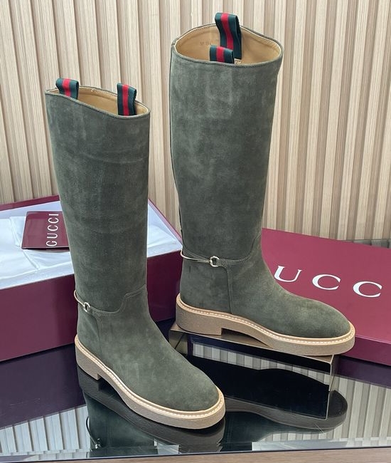 Gucci Suede Over-the-Knee Riding Boots Equestrian Horsebit Design
