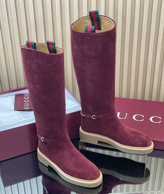 Gucci Suede Over-the-Knee Riding Boots Equestrian Horsebit Design