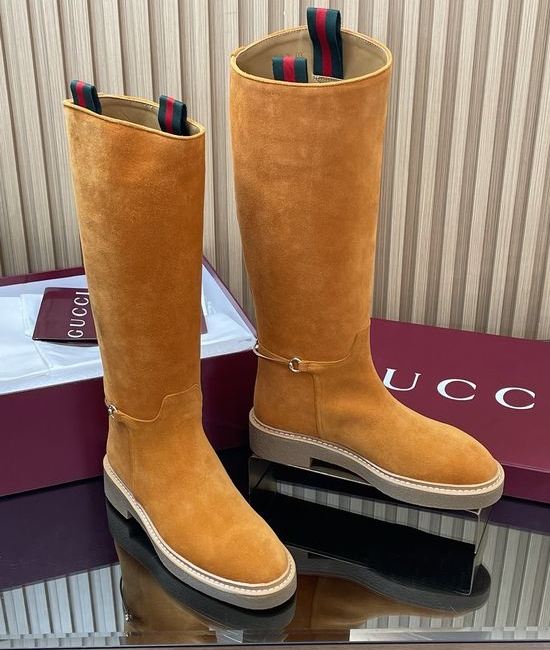 Gucci Suede Over-the-Knee Riding Boots Equestrian Horsebit Design