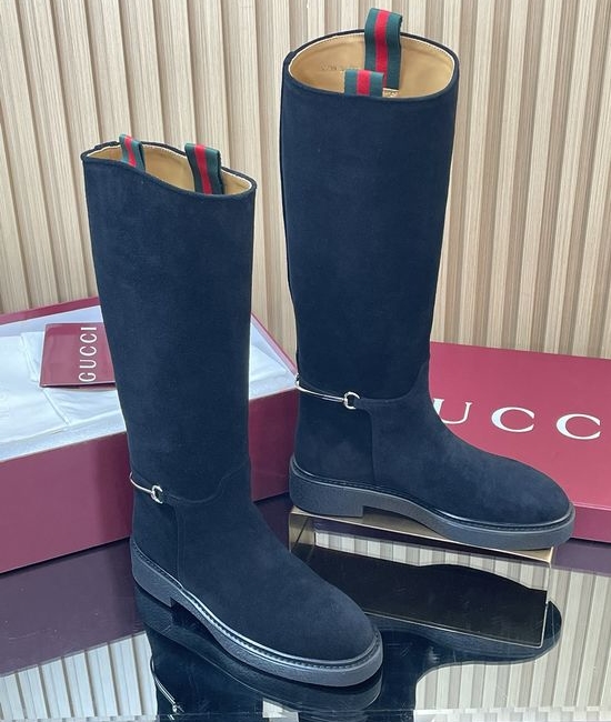 Gucci Suede Over-the-Knee Riding Boots Equestrian Horsebit Design