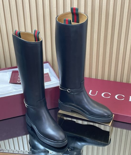 Gucci Calfskin Over-the-Knee Riding Boots Classic Horsebit Accent