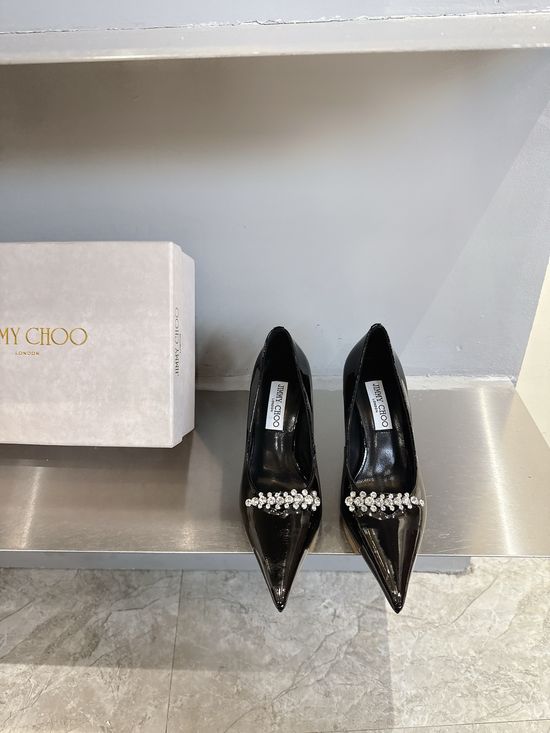 Jimmy Choo Pointed Toe High Heel Genuine Leather Fashion Elegant Dress Shoes