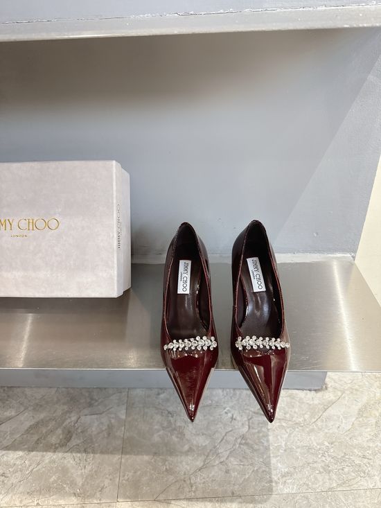 Jimmy Choo Pointed Toe High Heel Genuine Leather Fashion Elegant Dress Shoes