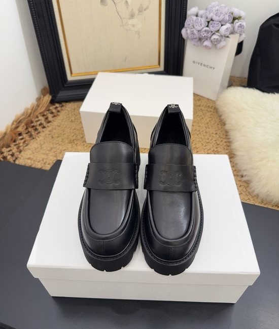Celine Vintage Chunky Leather Loafers Non-slip Sole