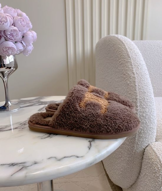 Celine Wool Lined Mule Slippers Soft Cozy Fashion