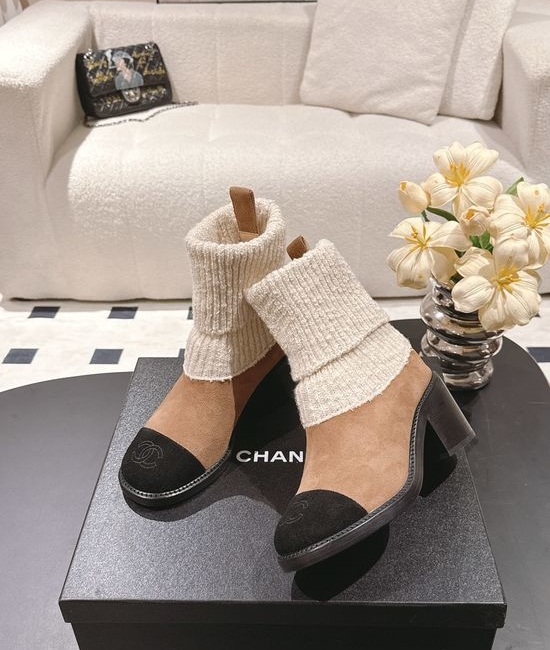 Chanel Knitted Stretchy Comfortable Elegant Casual Ankle Boots