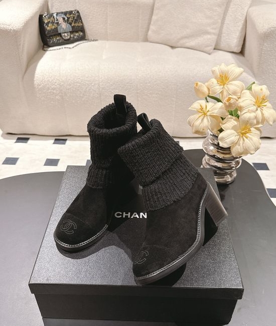 Chanel Knitted Stretchy Comfortable Elegant Casual Ankle Boots