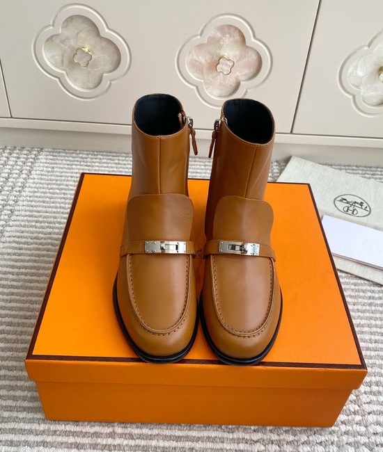 Hermes Elegant Ankle Boots With Decorative Buckle Detail