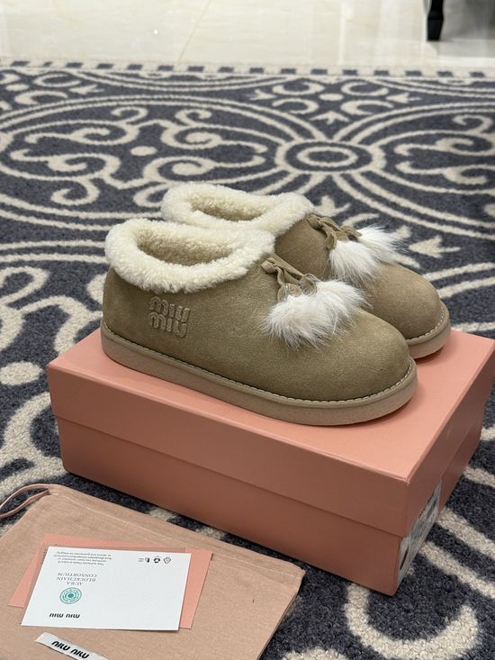Miu Miu Fur Lined Suede Warm Ankle Boots