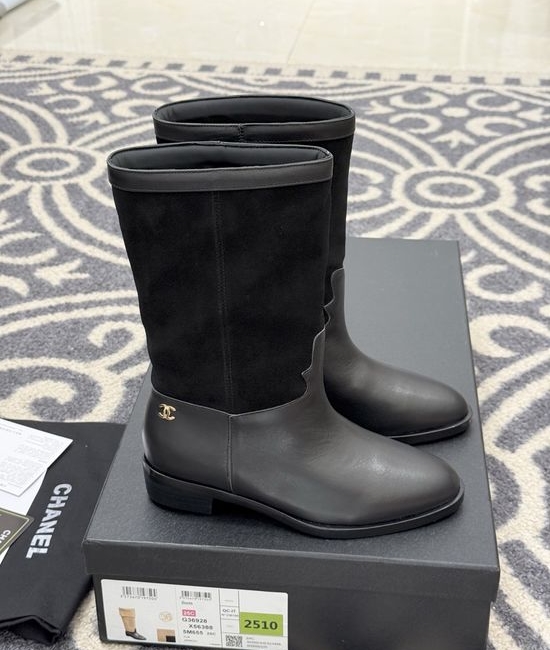 Chanel Suede Spliced Ankle Boots Soft Comfortable Leather Footwear