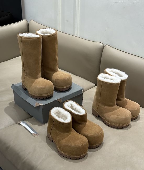 Balenciaga Warm Suede Faux Fur Lined Snow Boots Non-slip Footwear