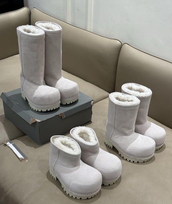 Balenciaga Warm Suede Faux Fur Lined Snow Boots Non-slip Footwear