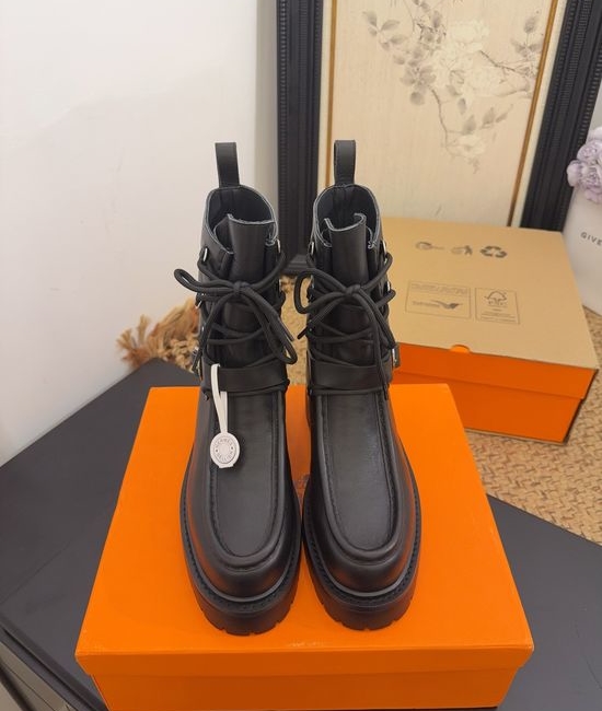 Hermes Premium Leather Knee-high Boots with Durable Sole