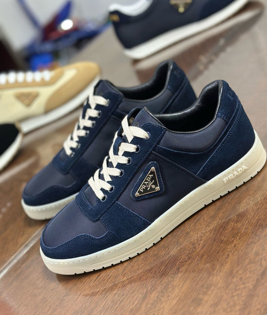 Prada Premium Leather Sneakers with Lightweight Flexible Sole