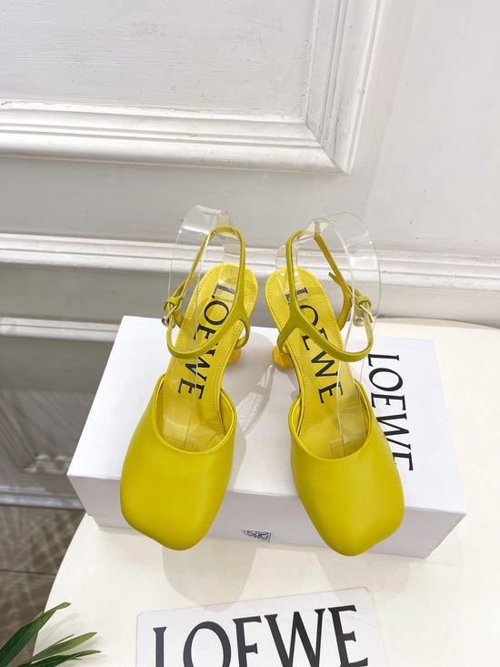 Loewe Ankle Strap Soft Leather Ballet Flat Shoes