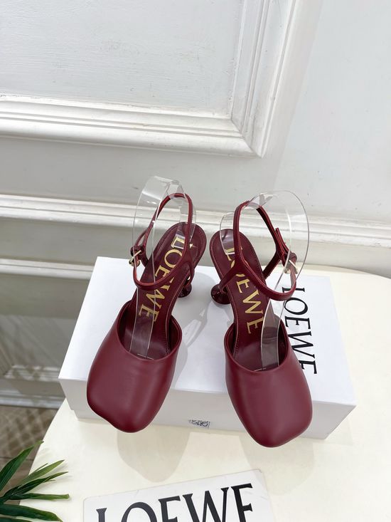 Loewe Ankle Strap Soft Leather Ballet Flat Shoes