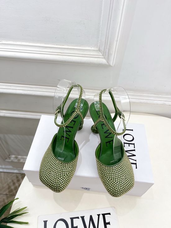 Loewe Rhinestone Decor Ballet Flats Elegant Multi Heel Height Footwear