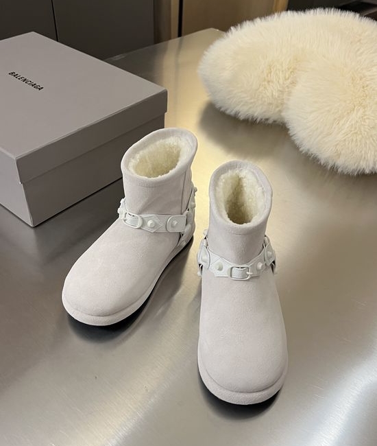 Balenciaga Stylish Rivet Suede Non-slip Wool Lined Snow Boots