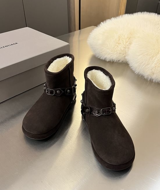 Balenciaga Stylish Rivet Suede Non-slip Wool Lined Snow Boots