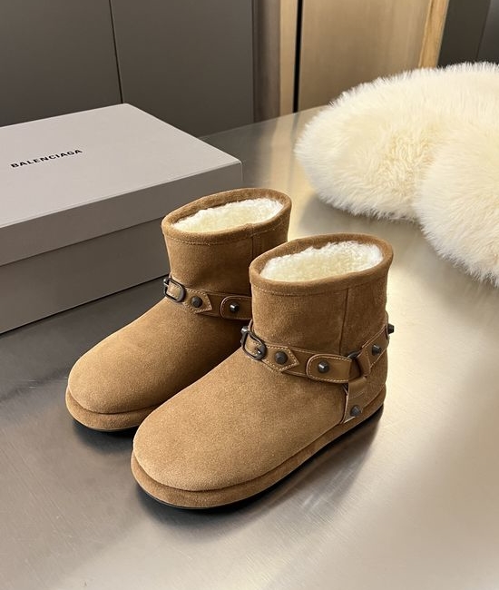 Balenciaga Stylish Rivet Suede Non-slip Wool Lined Snow Boots