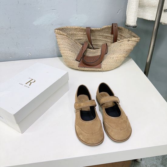 The Row Velcro Buckle Mary Jane Shoes Soft Suede Upper Casual