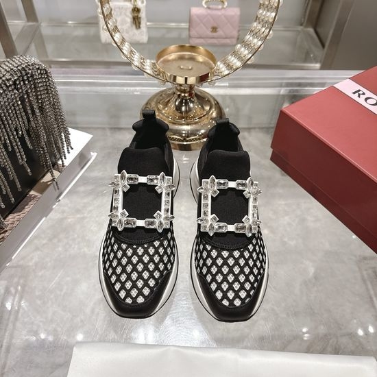 Roger Viver RV Rhinestone Buckle Breathable Casual Daily Walking Sneakers